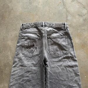 Baggy Gray Pull&bear Wide Leg Vintage Y2K Jnco Styl Denim Jeans Surf - 6